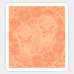 Ghostly alpacas with mandala in peach echo Sticker